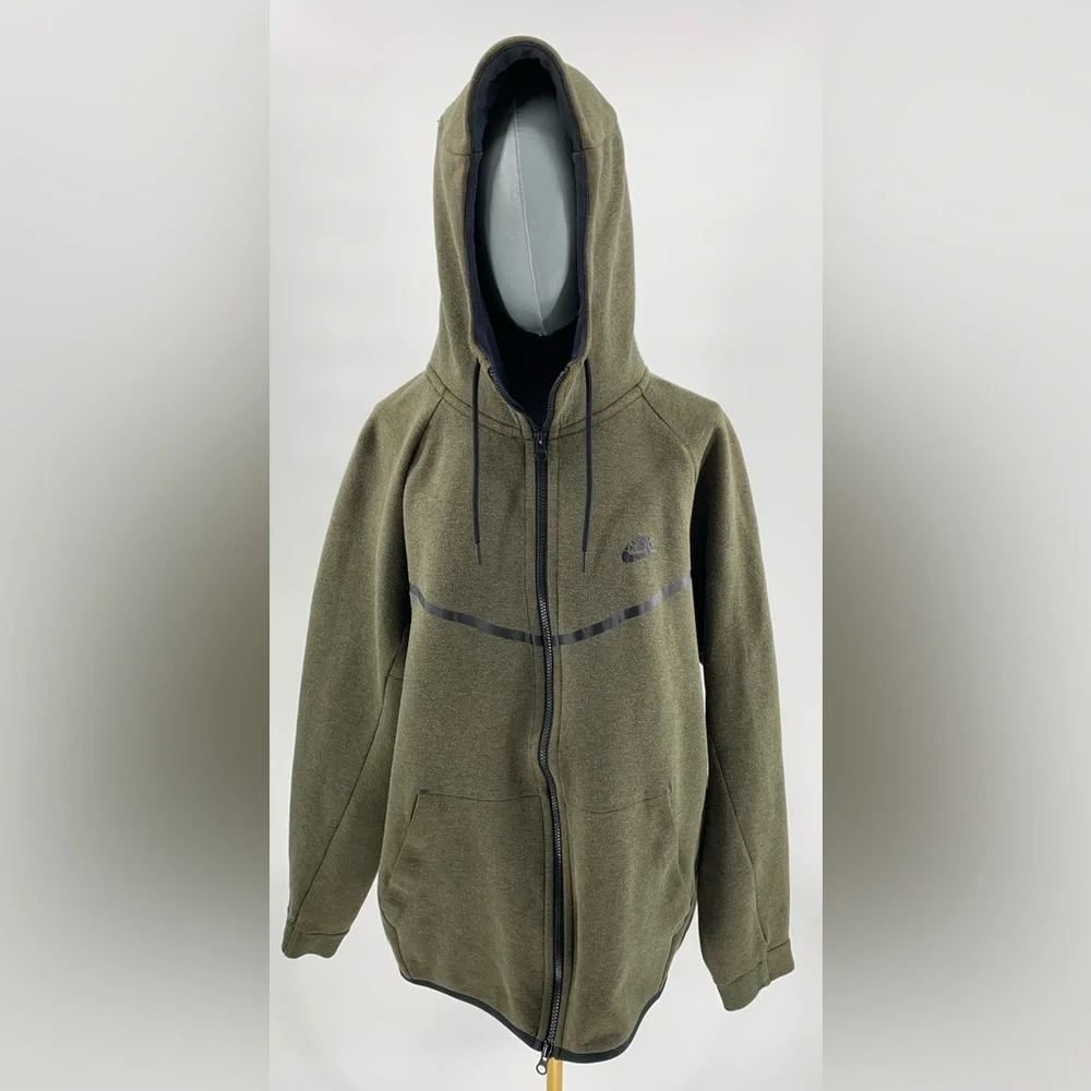 NIKE SPORTSWEAR Tech Fleece Windrunner Hoodie, Medium Olive - Sz XL - Picture 2 of 16
